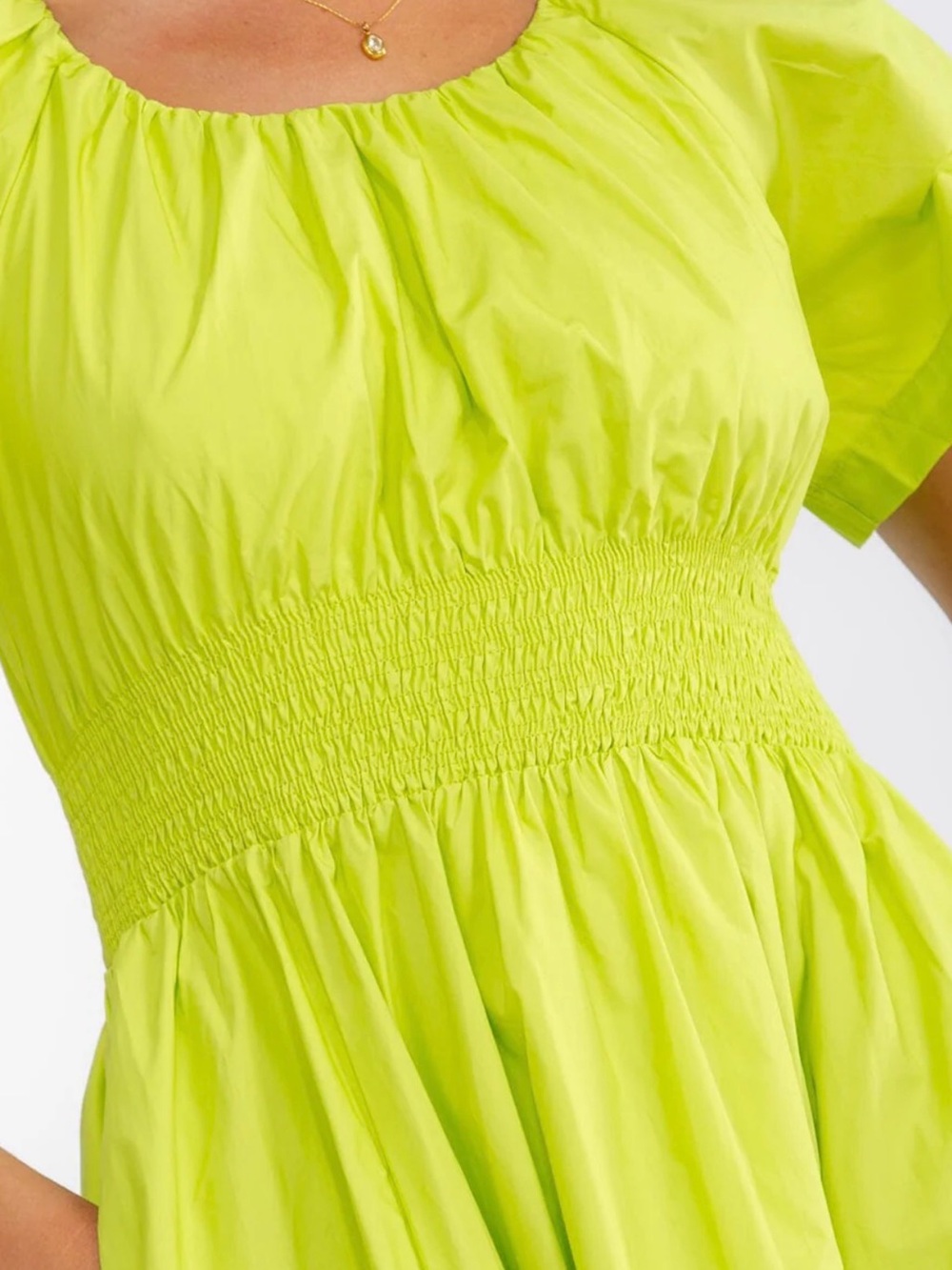 WOMEN'S SHORT SLEEVE SMOCK WAIST BACK TIE FRONT POCKETS MAXI DRESS - Picture 2 of 5